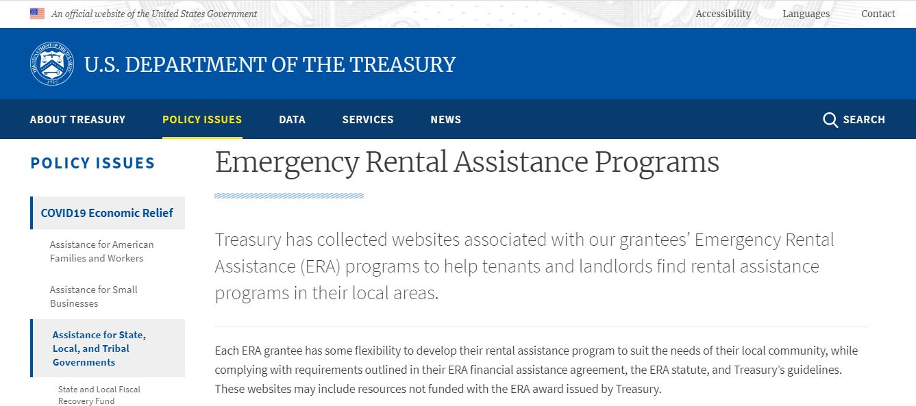 Emergency Rental Assistance Programs (U.S. Department of Treasury